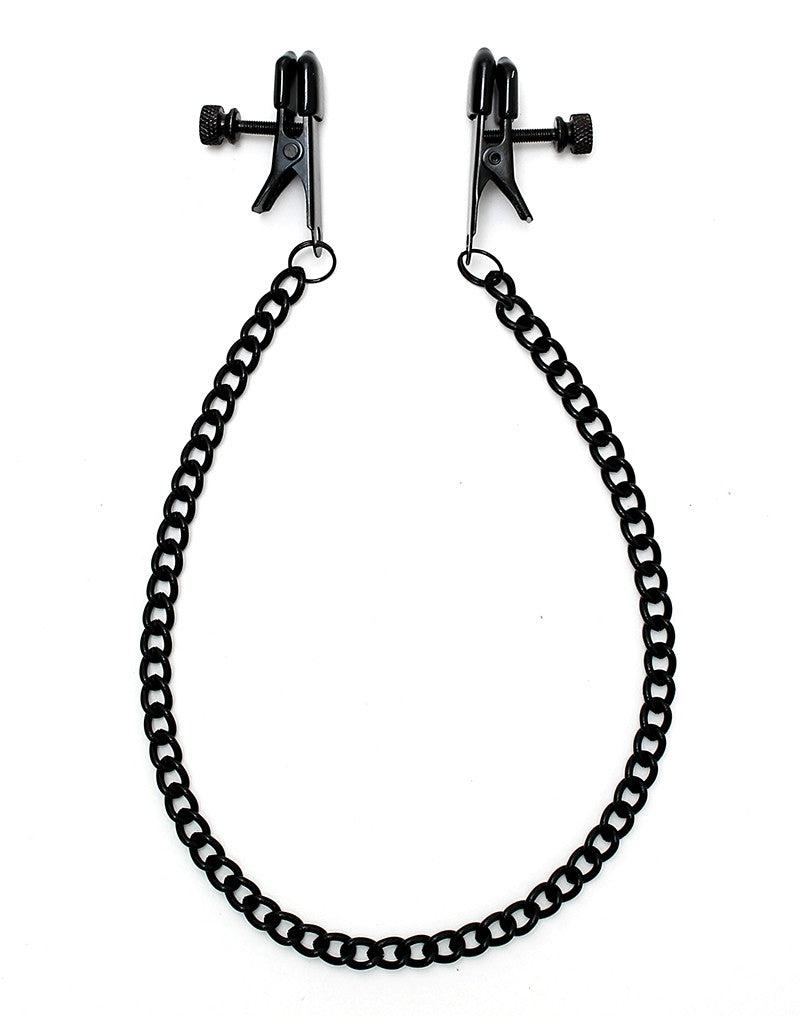 Rimba Bondage Play - Kleine Tepelklemmen Met Aandraaischroef En Ketting - Zwart-Erotiekvoordeel.nl