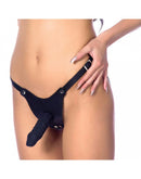 Rimba Bondage Play - Lederen Strap-on String Met Latex Dildo - 3.5 x 12 cm-Erotiekvoordeel.nl