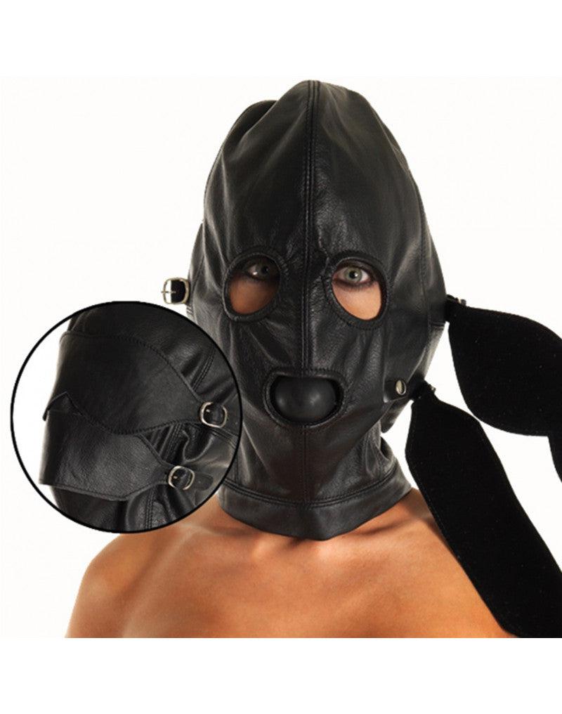 Rimba Bondage Play - Leren Masker Met afneembare gag En oogdelen