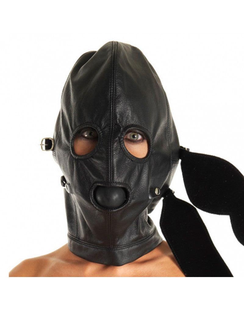 Rimba Bondage Play - Leren Masker Met afneembare gag En oogdelen