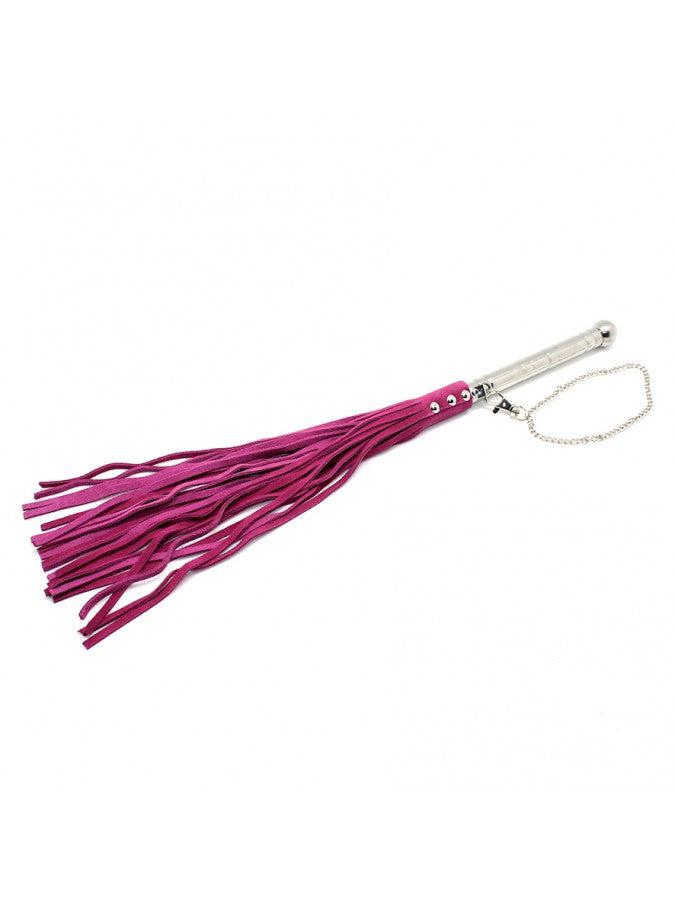 Rimba Bondage Play - Leren Zweep (Flogger) Met Metalen Handvat - Roze