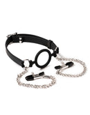 Rimba Latex Play - Ring Gag/Mondknevel Met Tepelklemmen