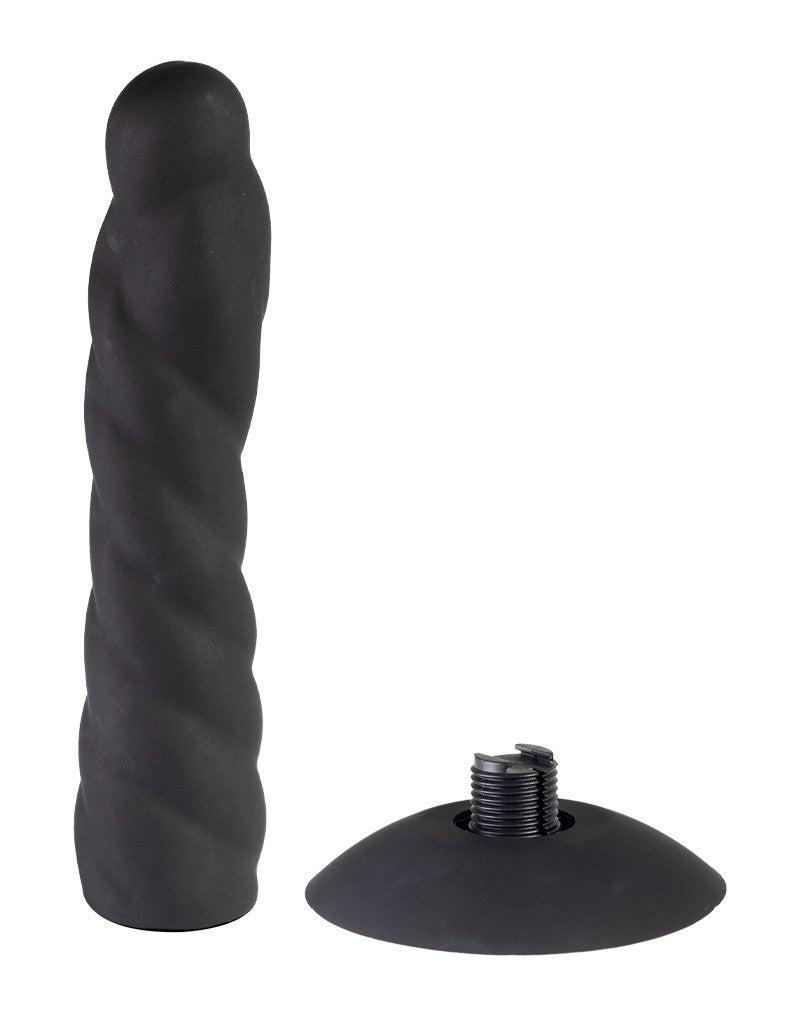 Rimba Latex Play - Strap On Dildo - Verwisselbare Siliconen Dildo voor Strap-on met Zuignap - Zwart-Erotiekvoordeel.nl