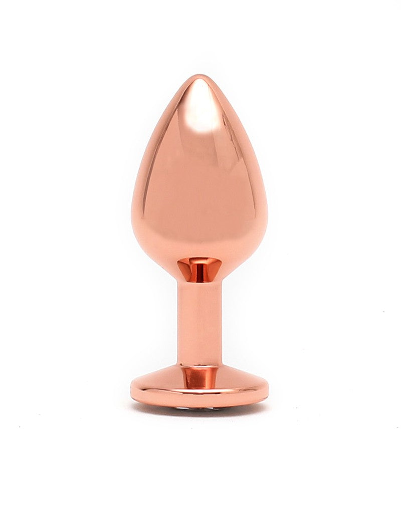 Rimba - Rosé Gouden Aluminium Buttplug Met Kristal-Erotiekvoordeel.nl