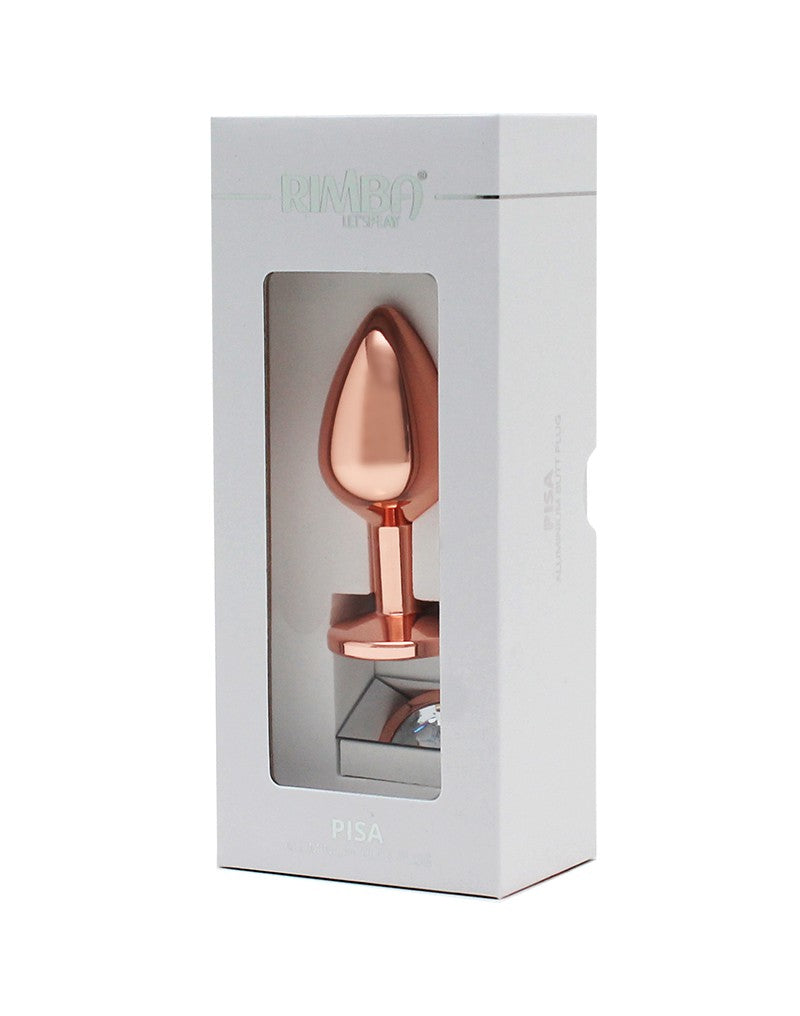 Rimba - Rosé Gouden Aluminium Buttplug Met Kristal-Erotiekvoordeel.nl