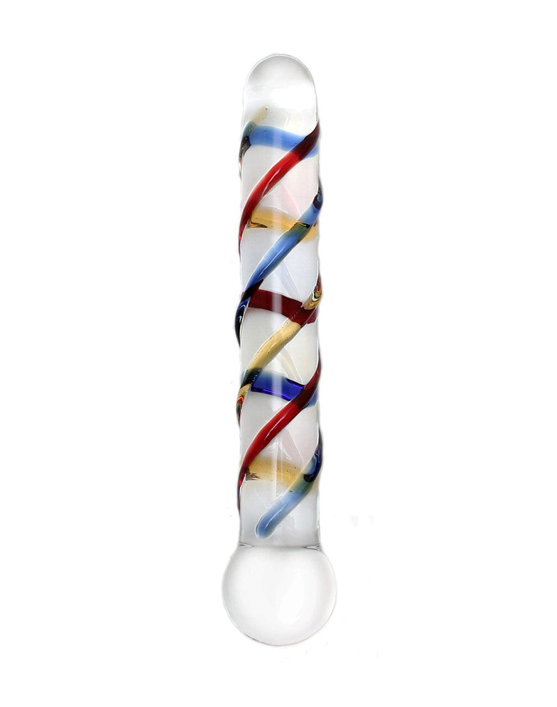 Rimba - Sensual Glass - Glazen Dildo Rachella - Transparant/Rood/Blauw/Geel-Erotiekvoordeel.nl