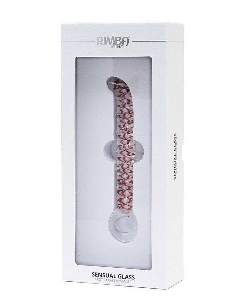 Rimba - Sensual Glass - Glazen Dildo Sammy - Transparant/Rood/Zwart-Erotiekvoordeel.nl