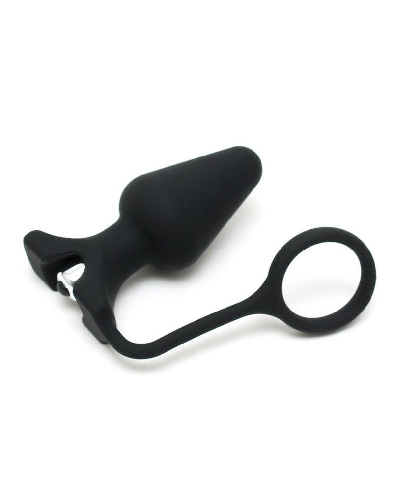 Rimba - Siliconen Buttplug met Cockring en One Speed Bullet Vibrator - Ø 4.4 cm-Erotiekvoordeel.nl