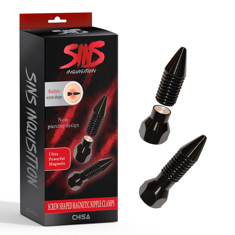 Sins Inquisition - Magnetische Tepelklemmen In de Vorm Van Een Schroef - Zwart