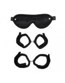 Soft Bondage Set Handboeien Voetboeien Blinddoek - Zwart