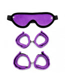 Soft Bondage Set Handboeien Voetboeien Blinddoek - Zwart/Paars