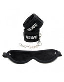 Soft Bondage Set blinddoek En handboeien SLAVE - Zwart