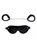 Soft Bondage Set blinddoek En handboeien SLAVE - Zwart