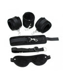 Soft Bondageset Hand/Enkels Met band En blinddoek - Zwart