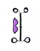 Soft Bondageset Polsboeien/Enkelboeien Set Met blinddoek - Zwart/Paars