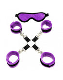 Soft Bondage Set Met klittenband (6-delig) - Paars/Zwart