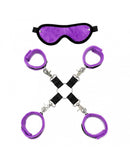Soft Bondage Set Met klittenband (6-delig) - Paars/Zwart