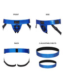 Strap-On-Me - Strap-on Harnas PVC Leatherette Curious - Metallic Blauw-Erotiekvoordeel.nl