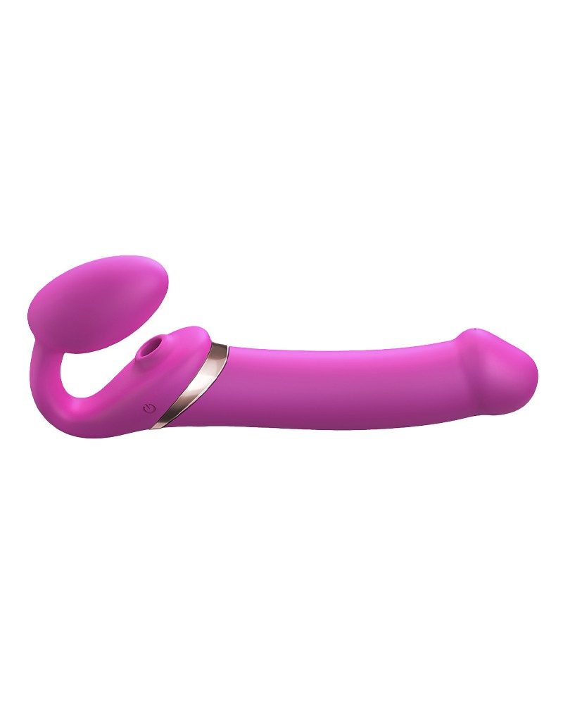 Strap-On-Me - Vibrerende Strapless Strap-on Voorbinddildo Met Luchtdruk Stimulatie - Roze-Erotiekvoordeel.nl