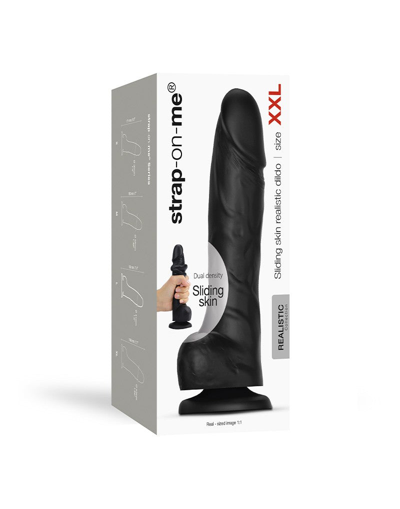 Strap-On-Me - Sliding Skin Realistische Dildo - Zwart-Erotiekvoordeel.nl