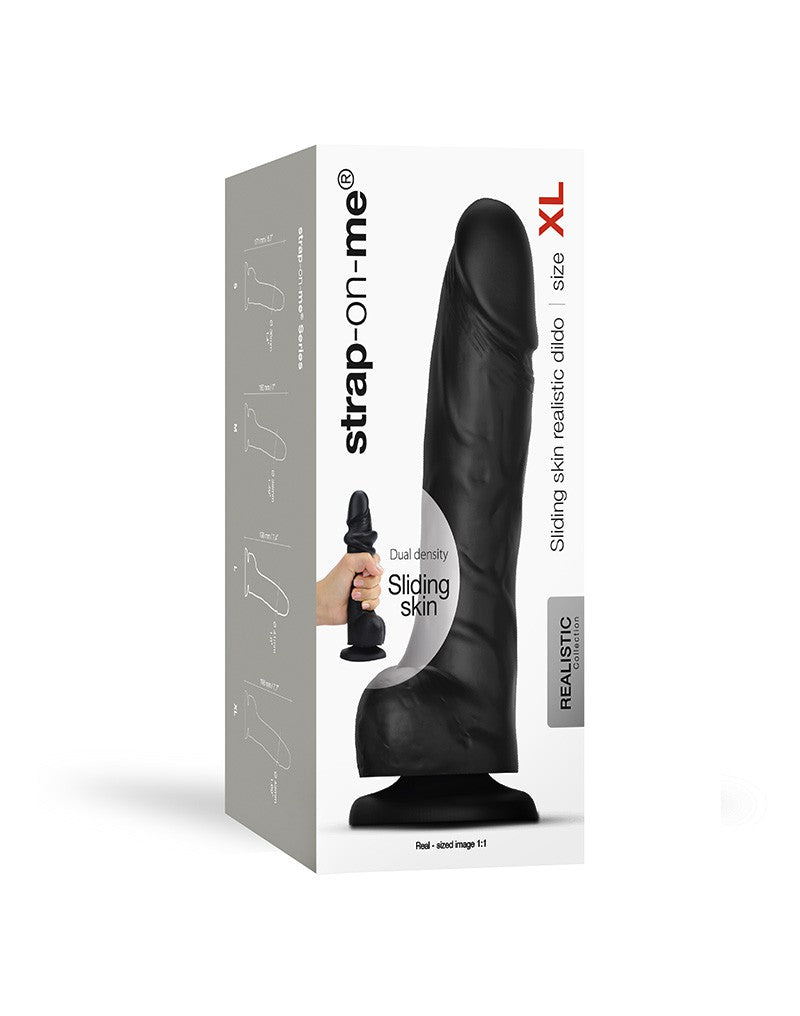 Strap-On-Me - Sliding Skin Realistische Dildo - Zwart-Erotiekvoordeel.nl