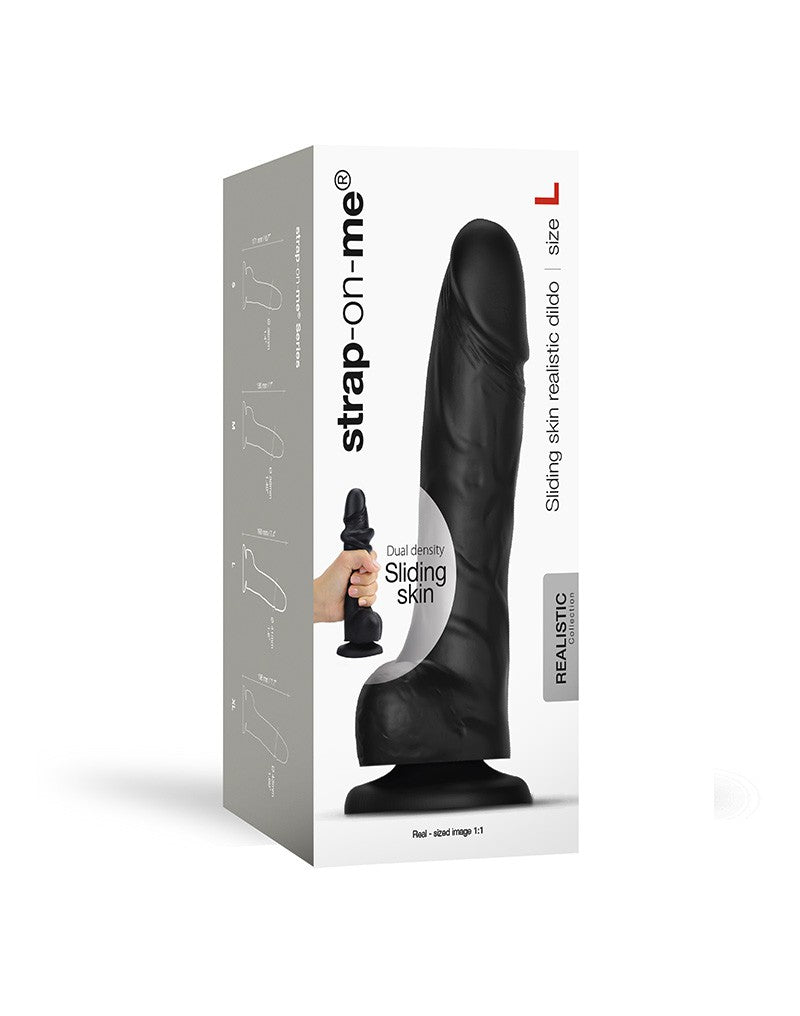 Strap-On-Me - Sliding Skin Realistische Dildo - Zwart-Erotiekvoordeel.nl