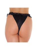 Tanga Slipje Met Open Kruis En ruches - Zwart