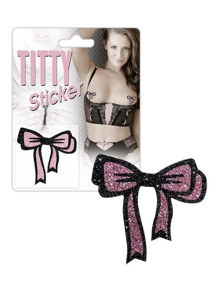 Titty Sticker - Tepelplakkers - Roze Glitter Strikje-Erotiekvoordeel.nl
