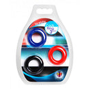 Trinity Vibes Rekbare Cockring Set - 3 Stuks - Rood/Blauw/Zwart-Erotiekvoordeel.nl