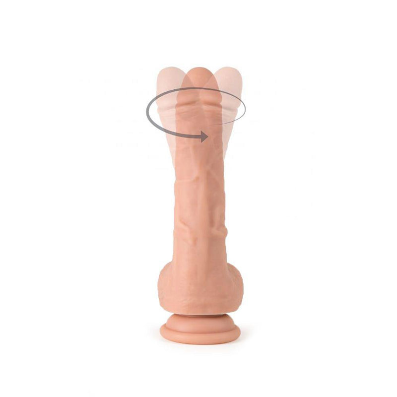 Virgite - Roterende Vibrerende Dildo Met Scrotum - 19 cm - Met Afstandsbediening - Lichte Huidskleur-Erotiekvoordeel.nl