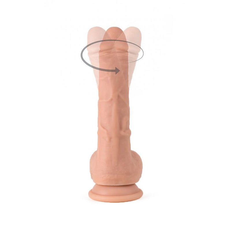 Virgite - Roterende Vibrerende Dildo met Scrotum - 21 cm - Met Afstandsbediening - Lichte Huidskleur-Erotiekvoordeel.nl